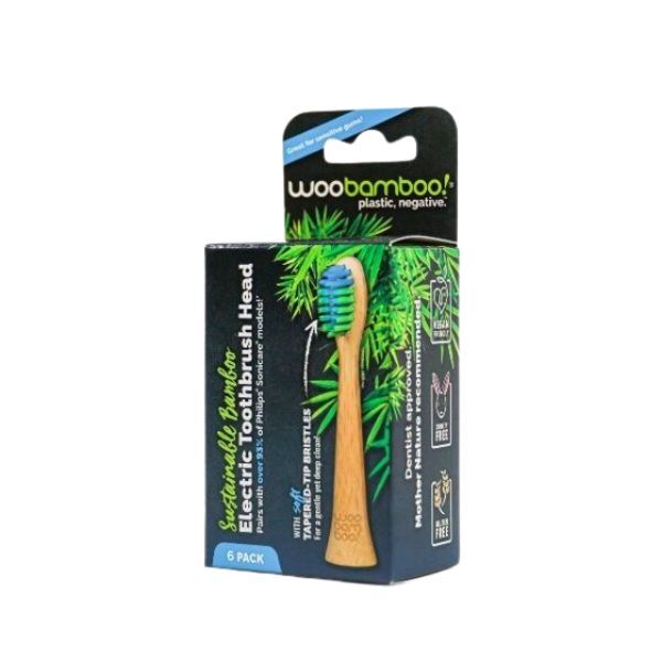 Woobamboo - Testine di ricambio per spazzolino elettrico (confezione da 6)
