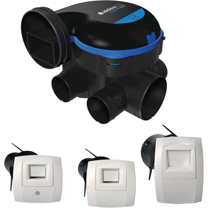 Sistema de ventilación de flujo único con control de humedad ALDES EasyHome Hygro Premium MW - para hasta 7 baños - ahorro de energía
