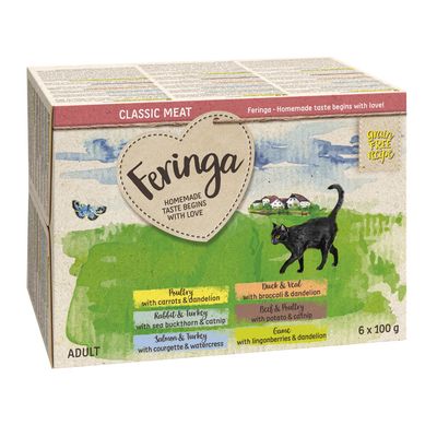 12 vaschette da 100 g di cibo umido per gatti Feringa Classics Meat Menu - Prezzo speciale!*