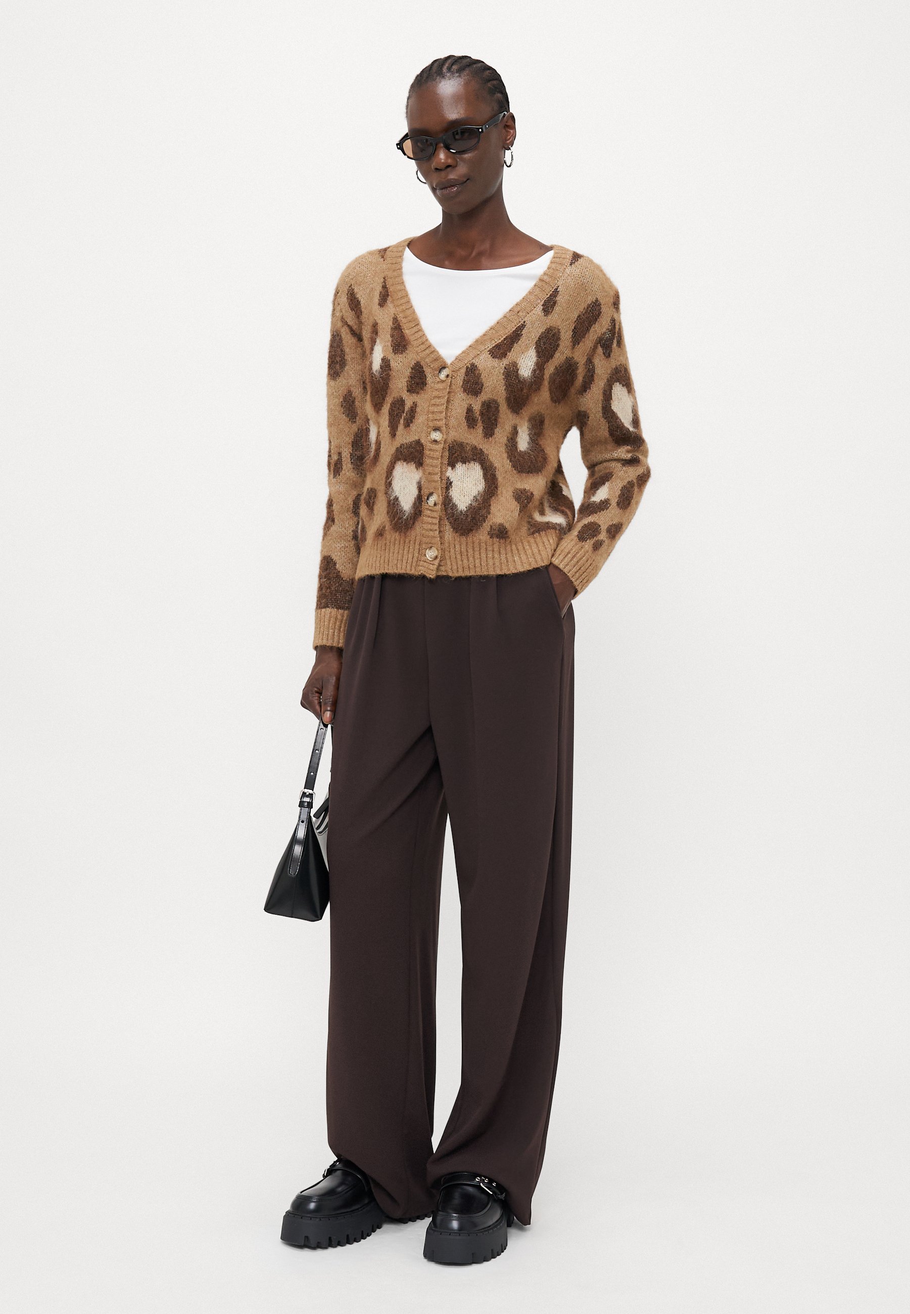 ONLY Tall ONLEDELIE LIFE V-HALS Cardigan - cacaocrème/kastanje/biscoffi melange
