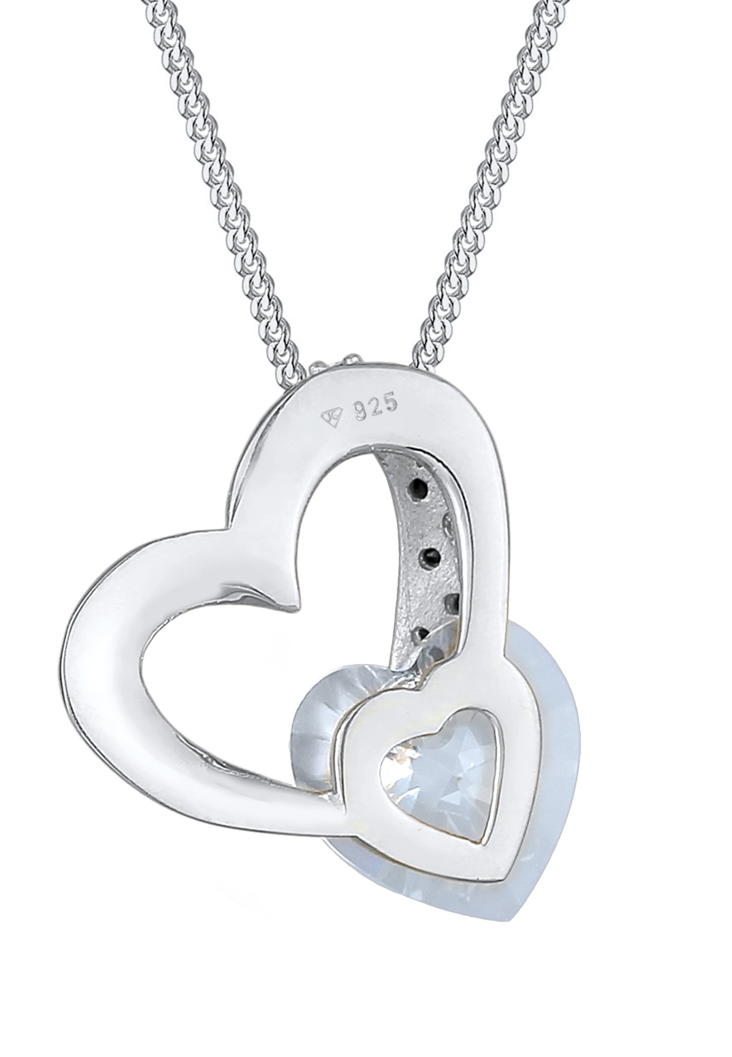 Elli Femme Coeur Glamoureux avec Cristal en Argent Sterling 925