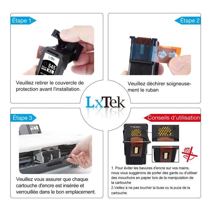 545 546XL Remanufactured Ink Cartridges LXTEK 2-Pack Compatible with Canon PG-545/CL-546XL Compatible with Canon Pixma MX495 MX490 iP2800