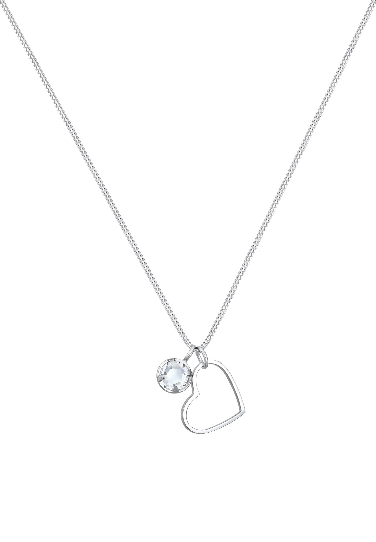 Elli Pendentif Coeur Découpe avec des Cristaux Collier Femme - (925/1000) Argent