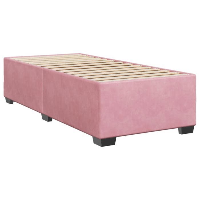 Struttura letto con materasso - Maison Exclusive - 90x200 cm - Velluto rosa - Massimo relax