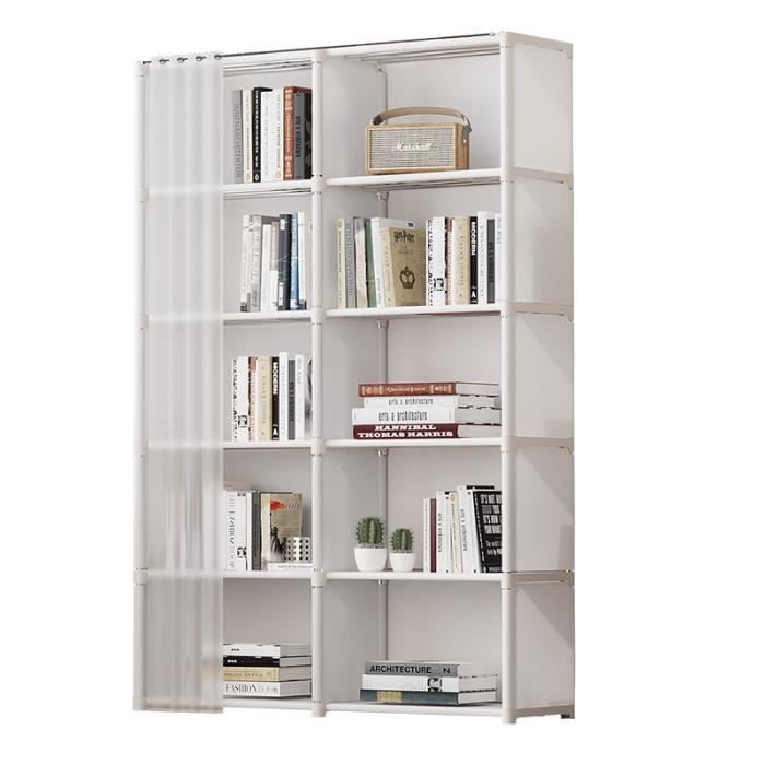 Estantería de 5 niveles, mueble alto para libros y decoración para salón, oficina o dormitorio, 80x28x155cm, blanca.