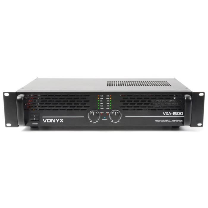 Amplificador profissional Vonyx VXA-1500 - 2 x 750 Watts - Conexão em ponte - Alta qualidade de som
