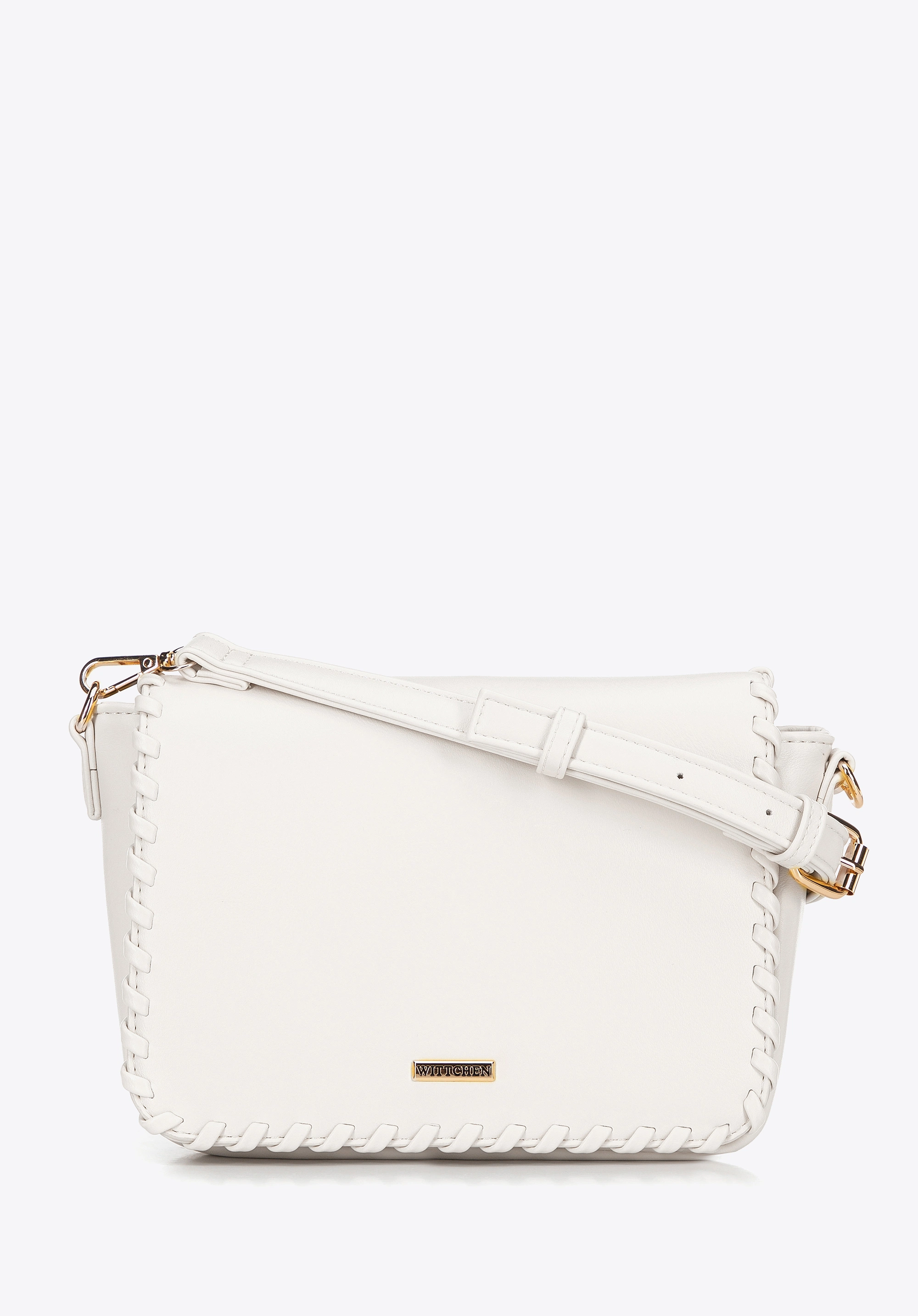 Damska crossbody z obszytą klapą kremowa