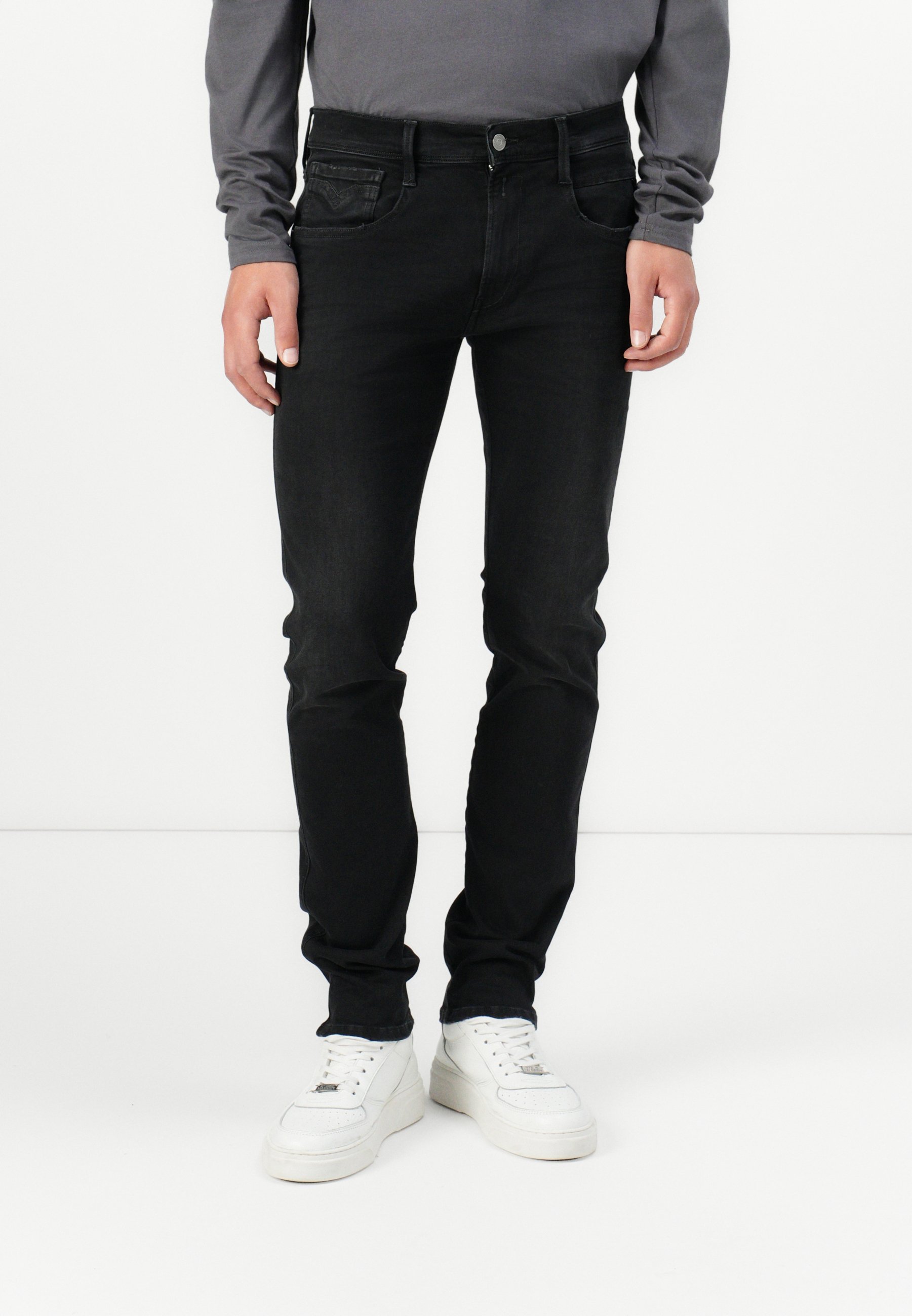 Replay ANBASS HYPERFLEX CLOUDS - Slim fit jeans - zwart