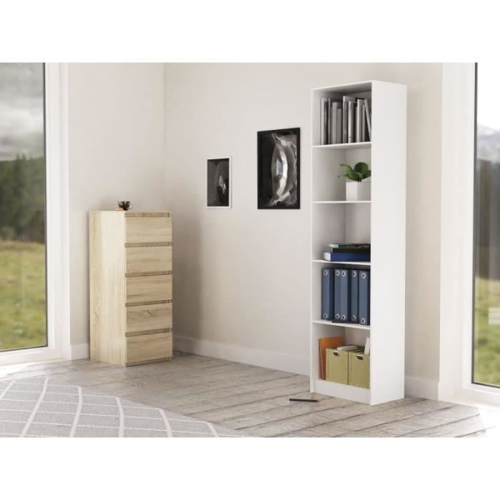 KAFFI - Librería de salón de estilo escandinavo - 50x30x181 cm - 5 estantes - Estantería