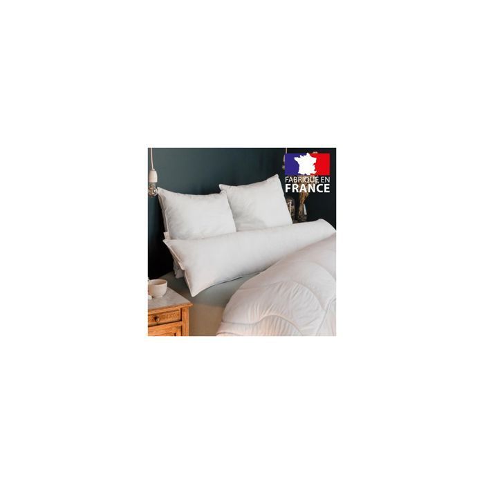 Cojín cilíndrico plano Qualigel - 160 cm - Fabricado en Francia - Blanco