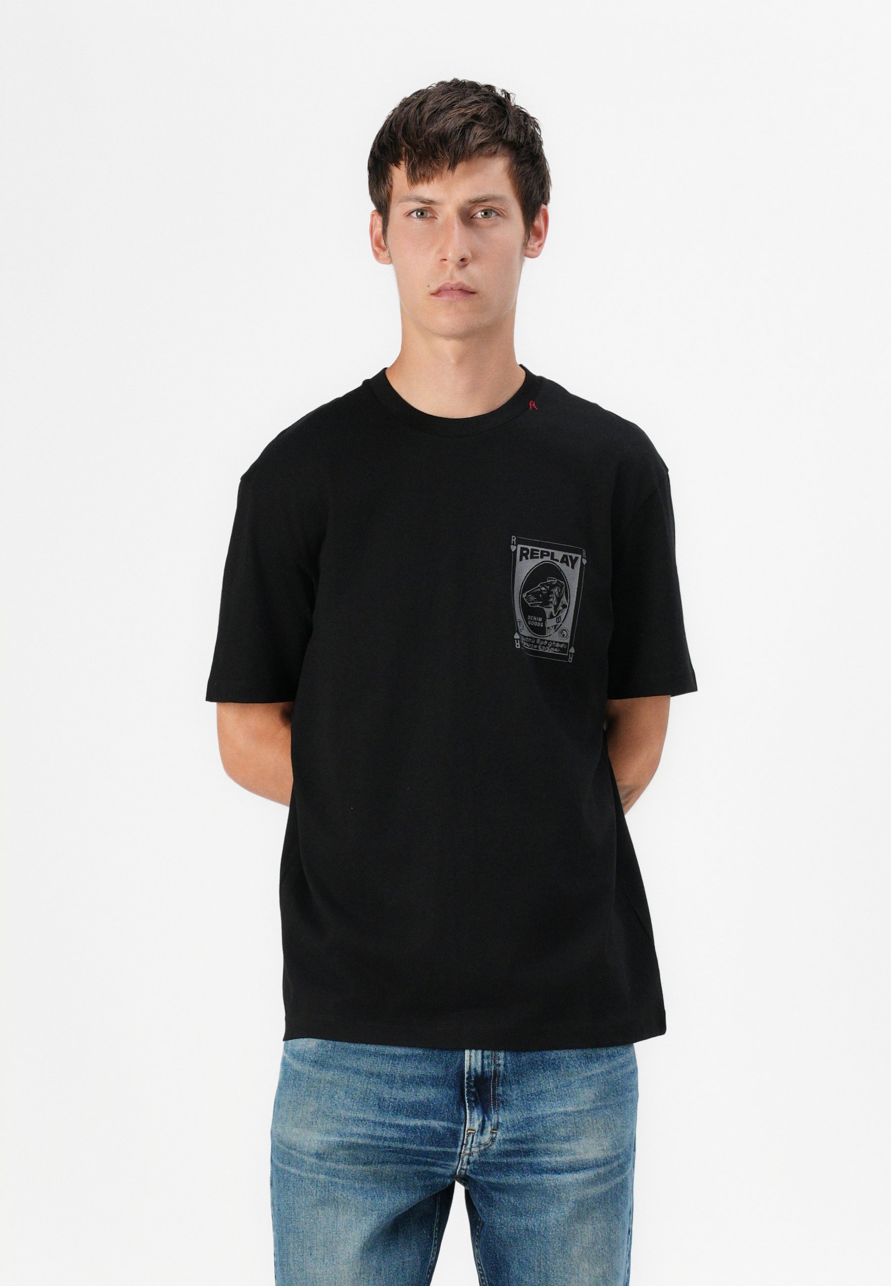 Replay CARD - T-shirt met print - zwart
