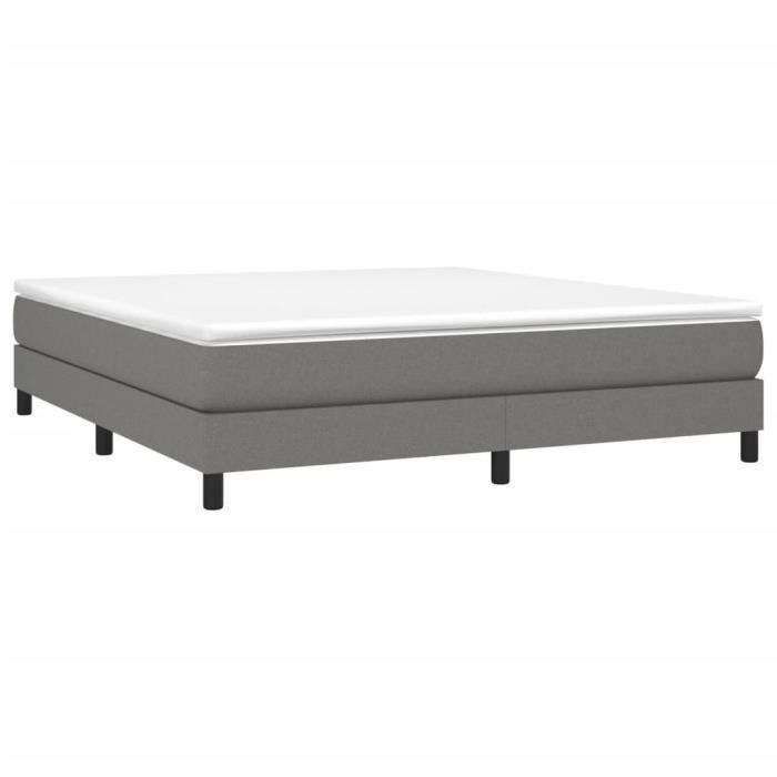 Base letto in tessuto grigio scuro 160x200 cm con molle - GAROSA - Imbottita - Gambe incluse