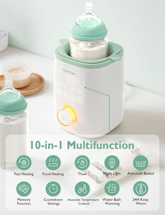 Aquecedor de mamadeiras Momcozy Nutri, 9 em 1, com luz noturna.
