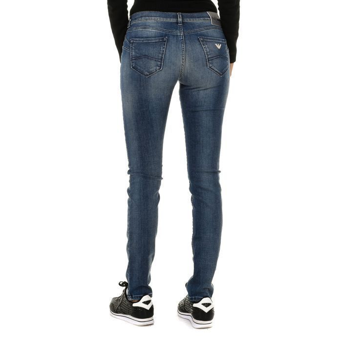 Calça jeans feminina comprida 6X5J23-5D0FZ-Azul