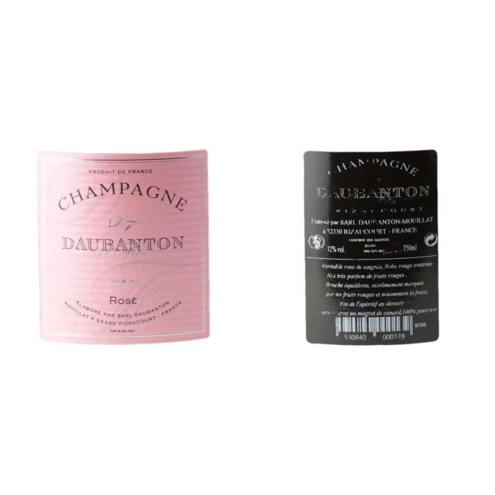 Champagne Rosé Rosé - Lot de 3x75cl - Champagne Daubanton - Cépage Pinot Noir