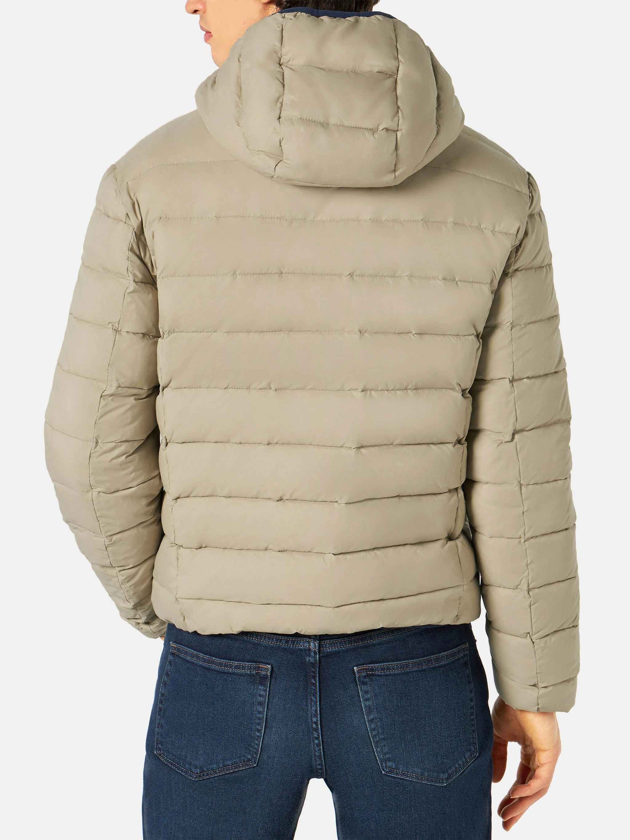 Beige dubbelzijdige donsjas voor heren