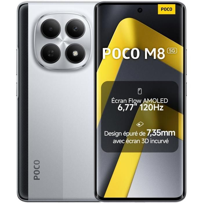 Smartphone Xiaomi POCO M8 5G 8+256GB Plata Snapdragon® 6 Gen 3, Cargador no incluido