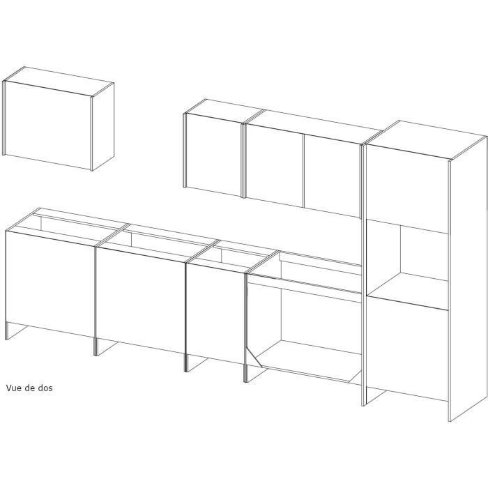 Cocina completa ULTRA con columna de horno y encimera incluidas - Ancho 300 cm - 9 módulos - Gris mate