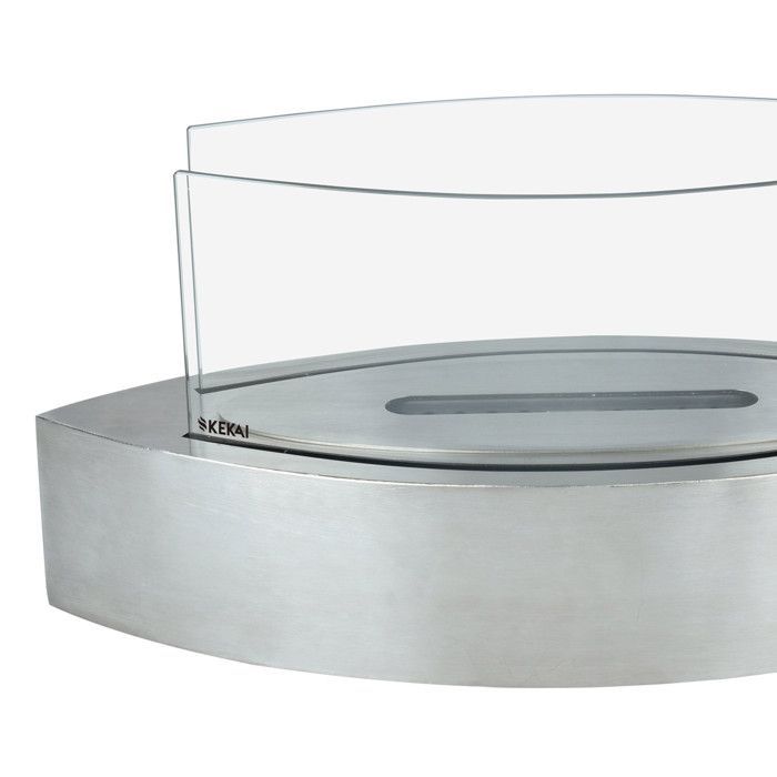 Chimenea de bioetanol de sobremesa Kekai Fuji de 50,8 x 20,3 x 23 cm con quemador de acero inoxidable, cristal templado y apagavelas.