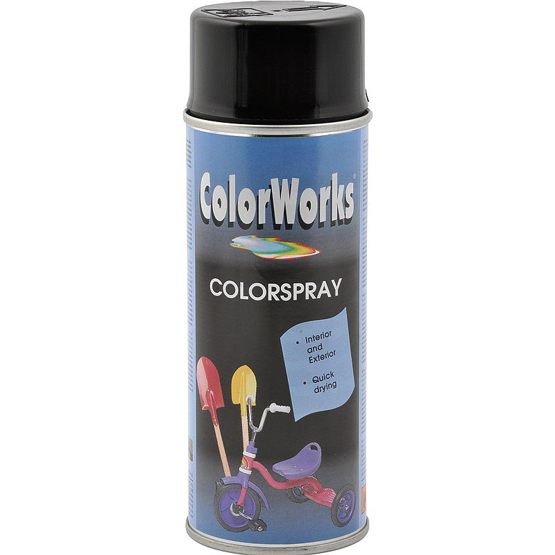 ColorWorks spuitverf 400 ml, glanzend zwart.