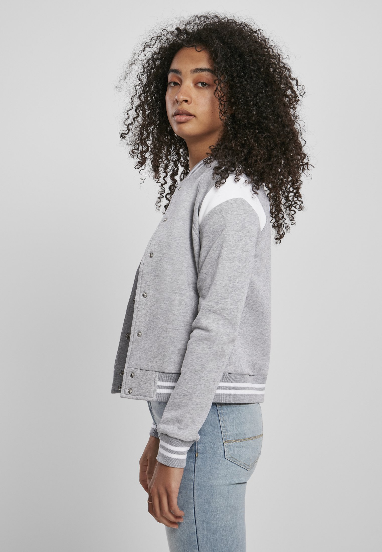 Urban Classics sweatshirt met rits - grijs wit