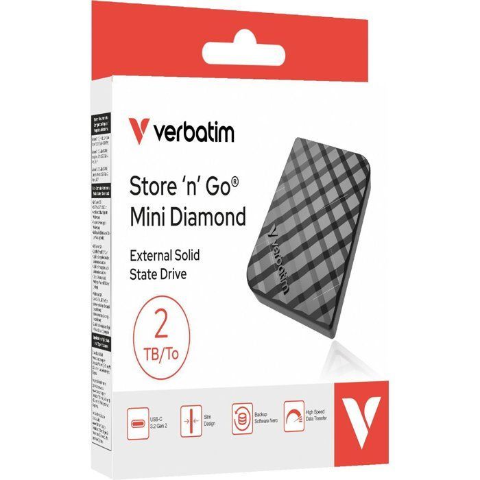 SSD externo - VERBATIM - Store'N'Go Mini Diamond - 2 TB - Preto