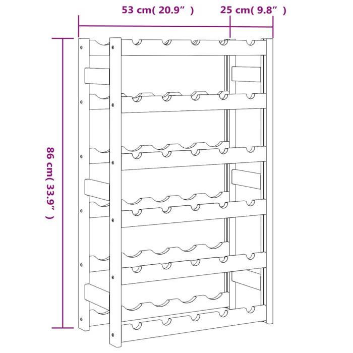 vidaXL Bottle Rack for 30 Bottles, Black, Solid Pine Wood, 373402