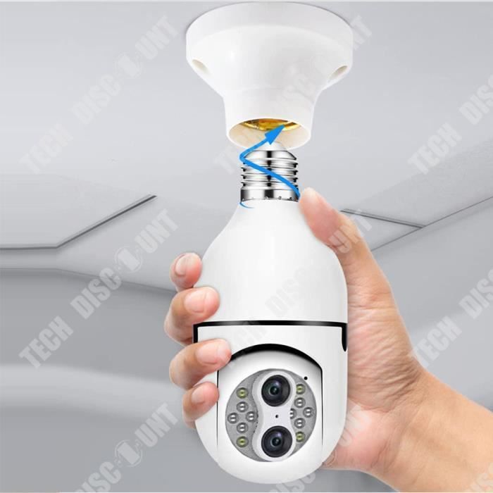 Cámara de vigilancia inalámbrica TD® 1080P E27 con visión nocturna a color, seguimiento de movimiento de 360 grados y audio bidireccional.