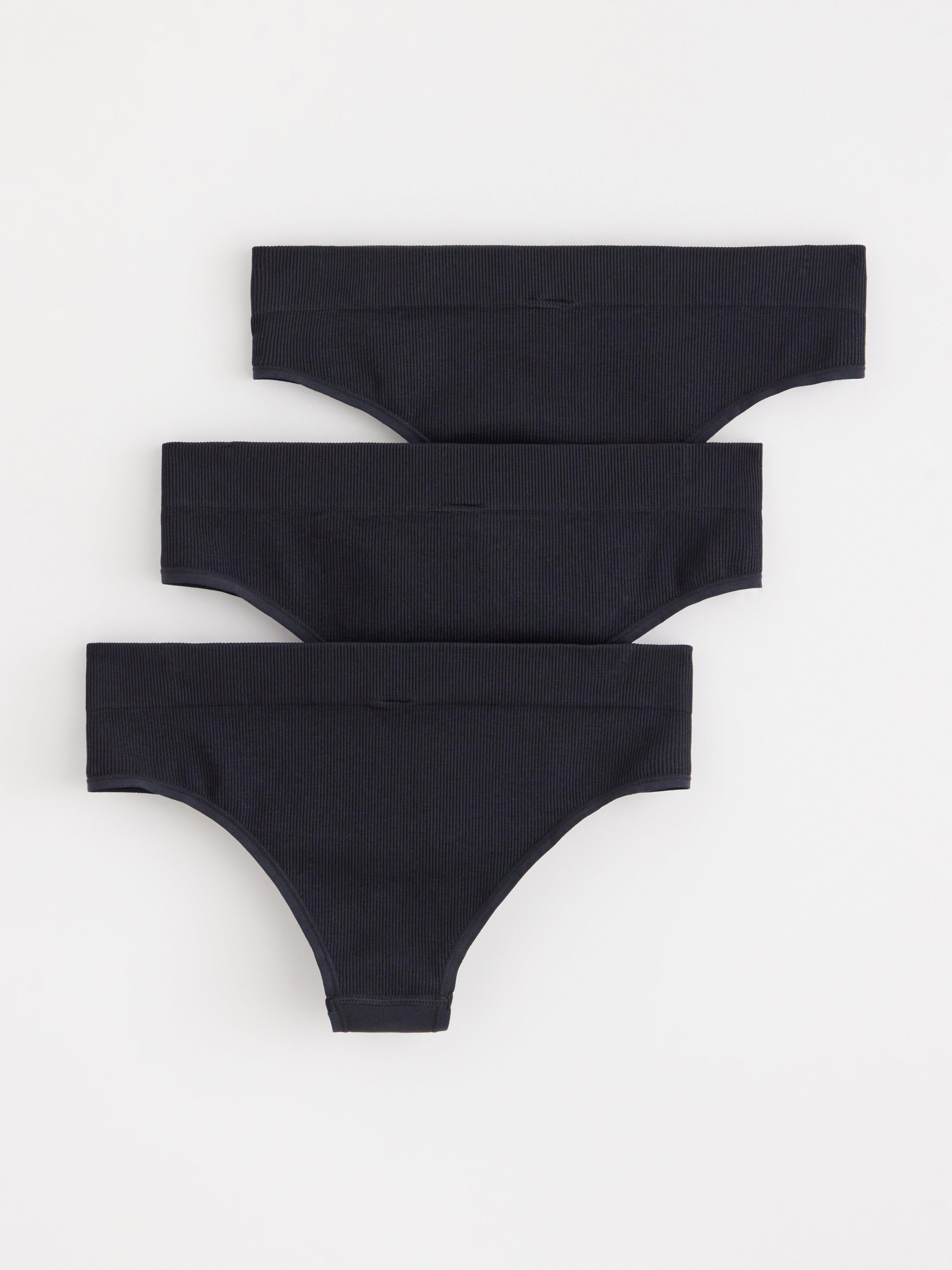 Paquete de 3 braguitas brasileñas sin costuras negras