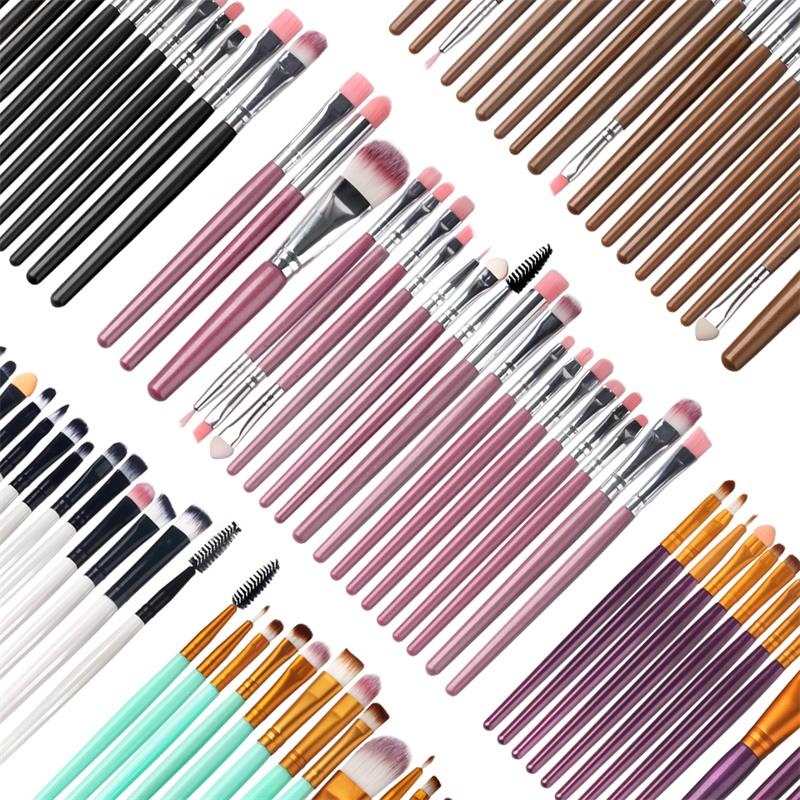 Ensemble de 20 pinceaux de maquillage professionnels pour fards à paupières, sourcils, poudre et fond de teint.