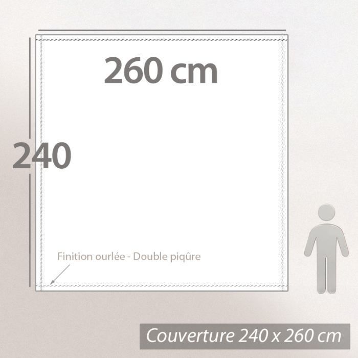Couverture polaire 240x260cm Isba Amande 100% Polyester 340 g/m2 traité non-feu