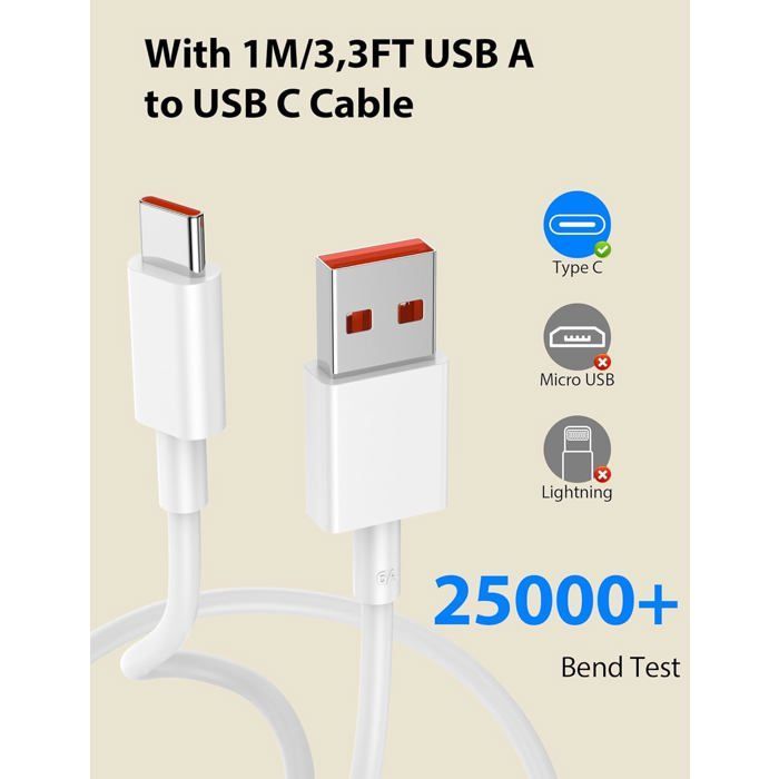 100W Chargeur Rapide pour Xiaomi 15T Pro 15 Ultra POCO X7 Pro,Chargeur Turbo Hypercharge avec 6A Câble USB C 1M pour Redmi