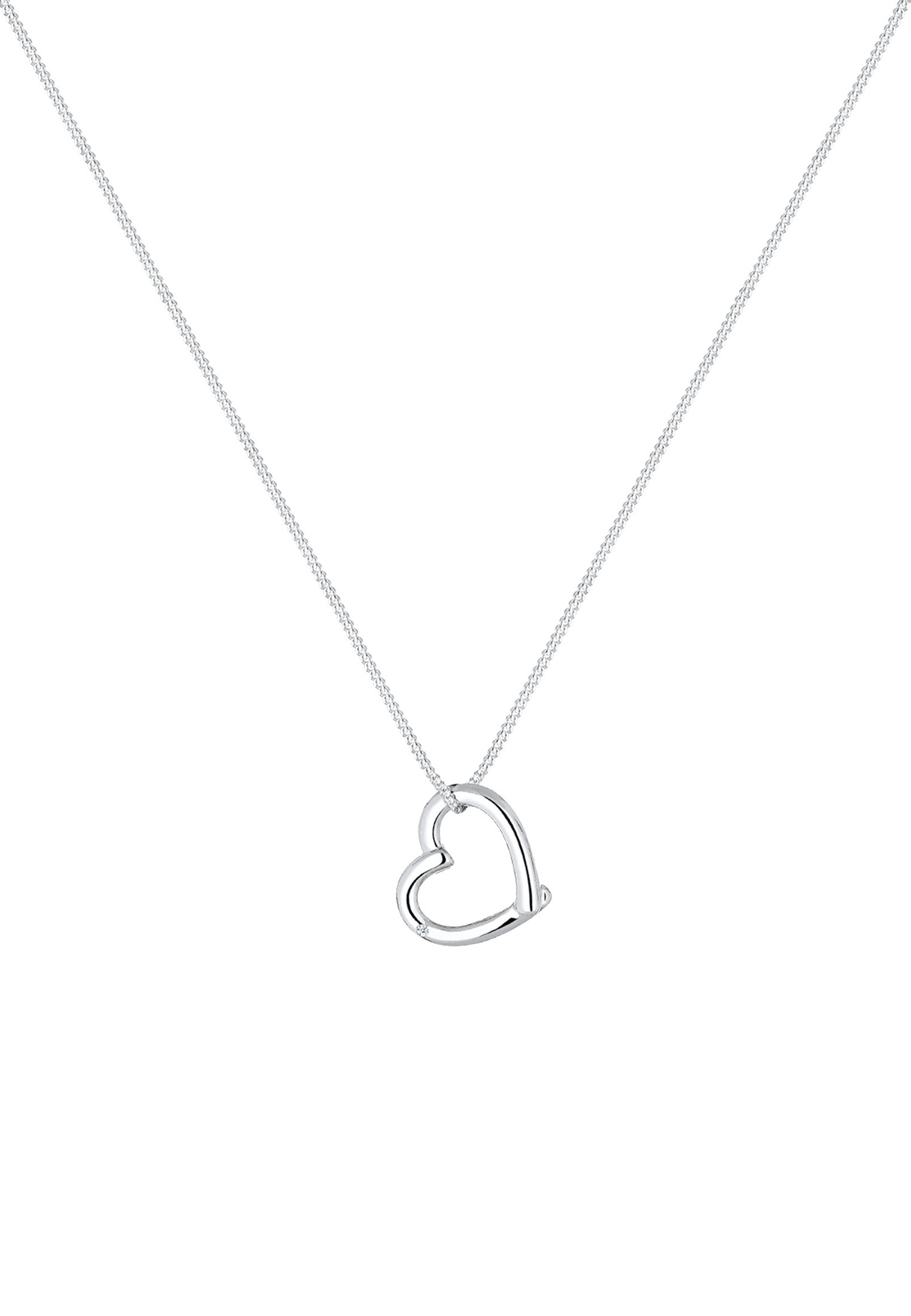 Elli DIAMONDS Femme Pendentif de Coeur Élégant avec Diamant (0.02 ct.) en Argent Sterling (925/1000)