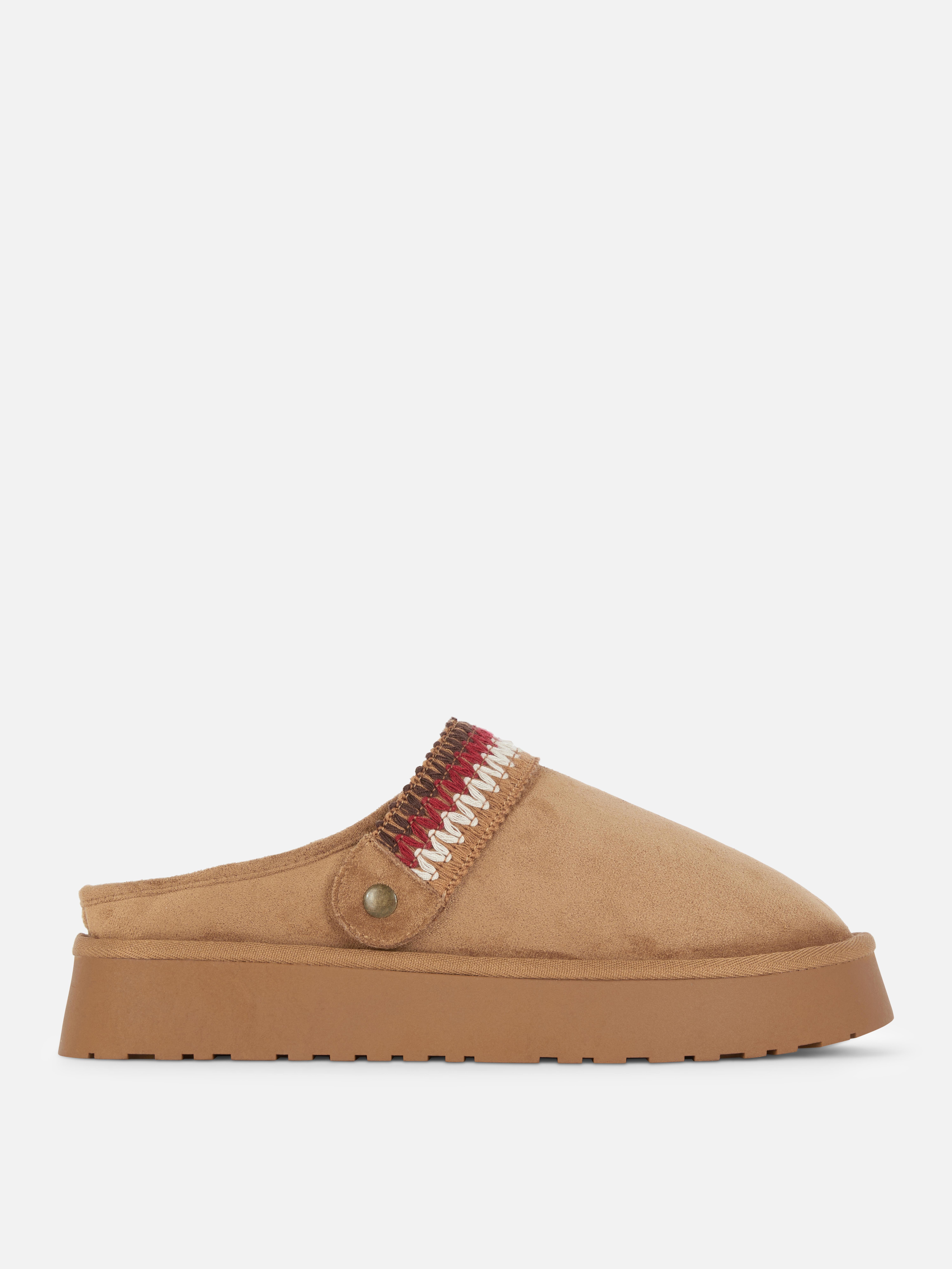 Gefütterte Clogs Clogs mit Fersenriemen, flauschigem Futter und dicken Sohlen