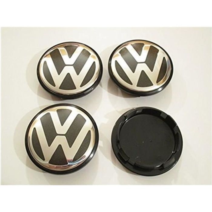 4 tapacubos centrales de 65 mm para Golf, Polo, Passat, Scirocco con emblema y escudo de armas.