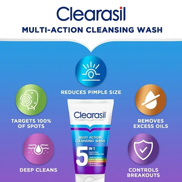 Clearasil 5 em 1 Sabonete Facial Multiação para Acne 150ml