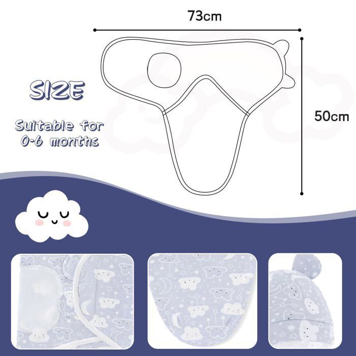 Copertina per neonati 0-6 mesi 100% cotone grigia - Per neonati maschi/femminucce - Cura del bambino