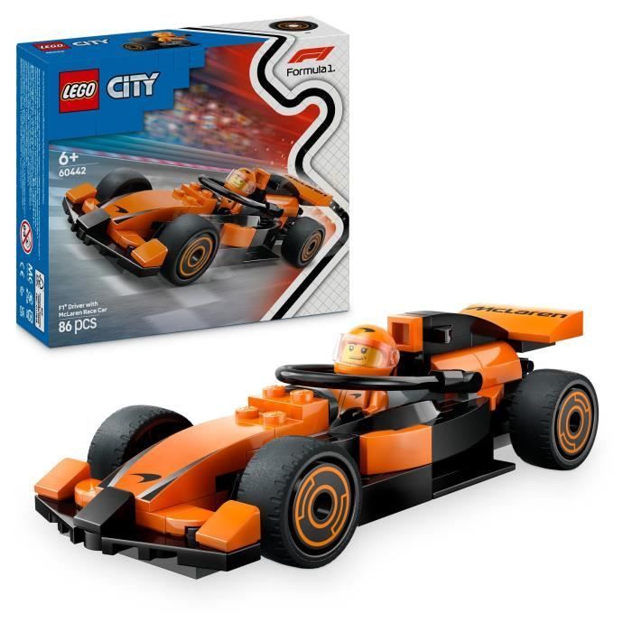 LEGO City 60442 McLaren Racing Car with F1 Driver - Toy for boys aged 6 and up