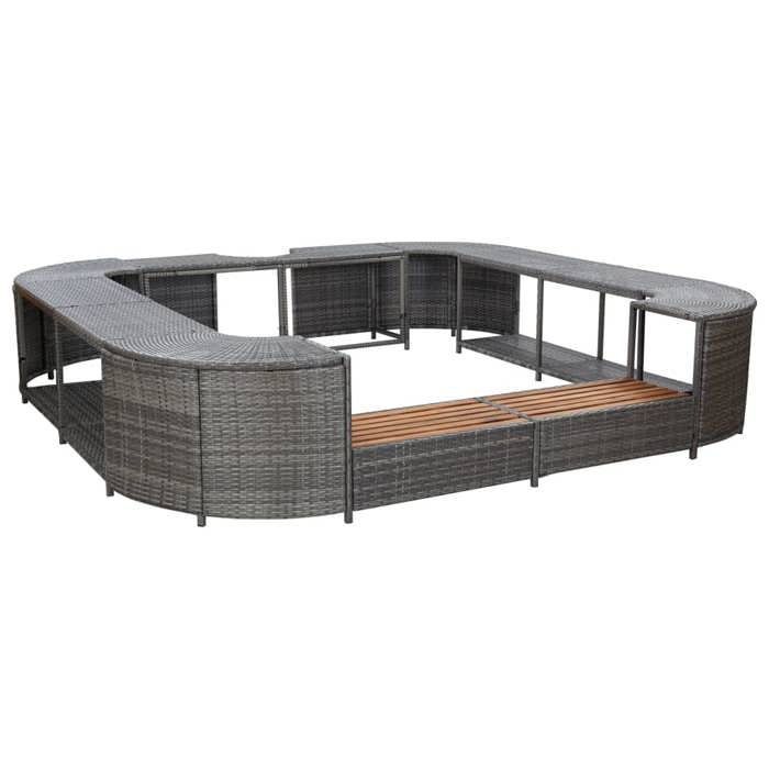 Marco cuadrado para spa vidaXL, gris, 268x268x55 cm, resina tejida.