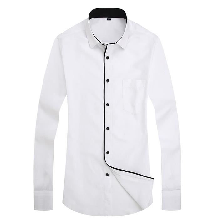 Men's Shirt - FUNMOON - Long Sleeve - Solid Color - Mandarin Collar - Casual Individual Design