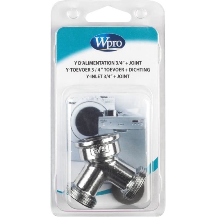 Adaptador de corriente en forma de Y de latón Wpro - Para lavadoras y lavavajillas - Diámetro 20/27 - 2 años de garantía