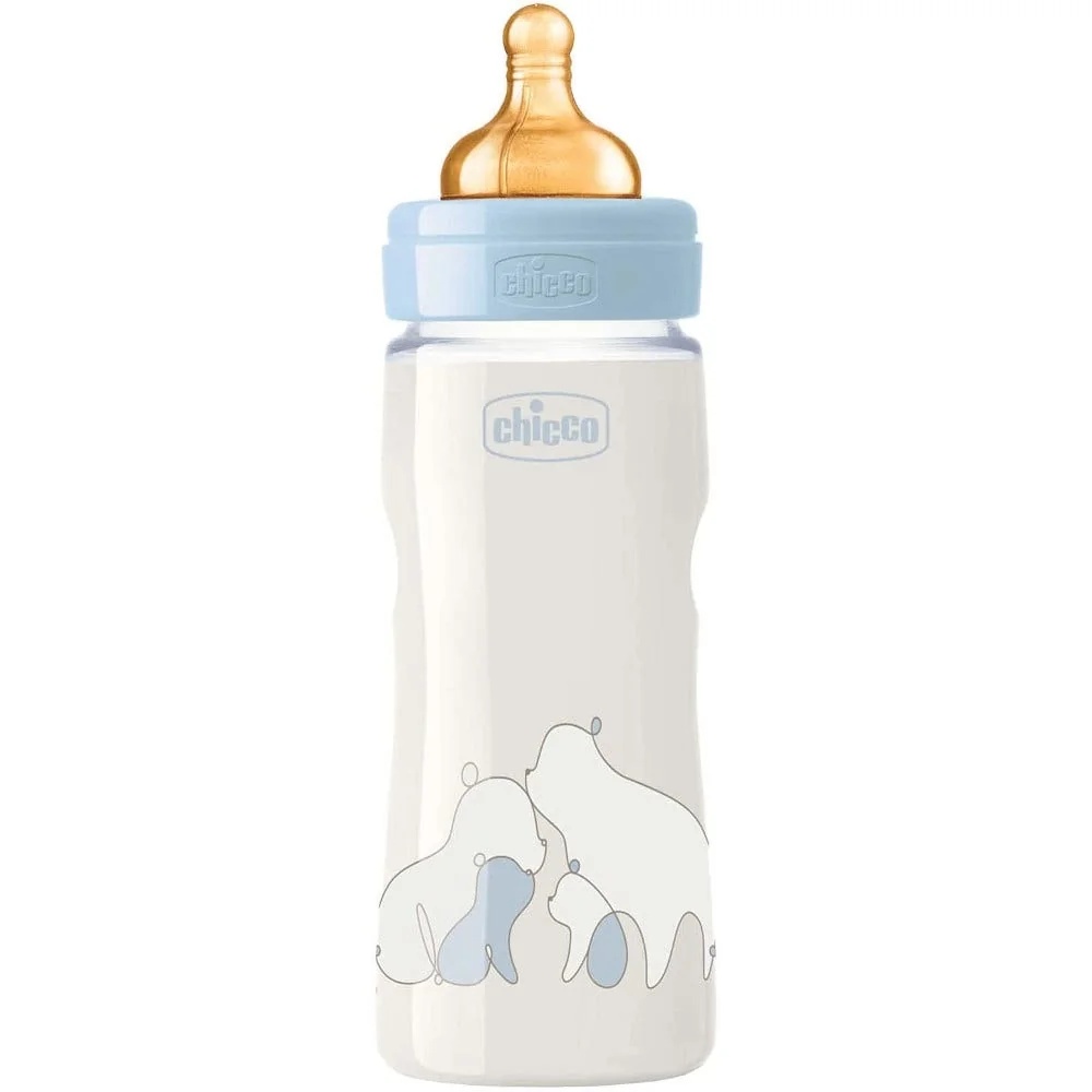 CHICCO Chicco Original Touch Boy Gummiflasche mit einstellbarer Durchflussrate, 330 ml