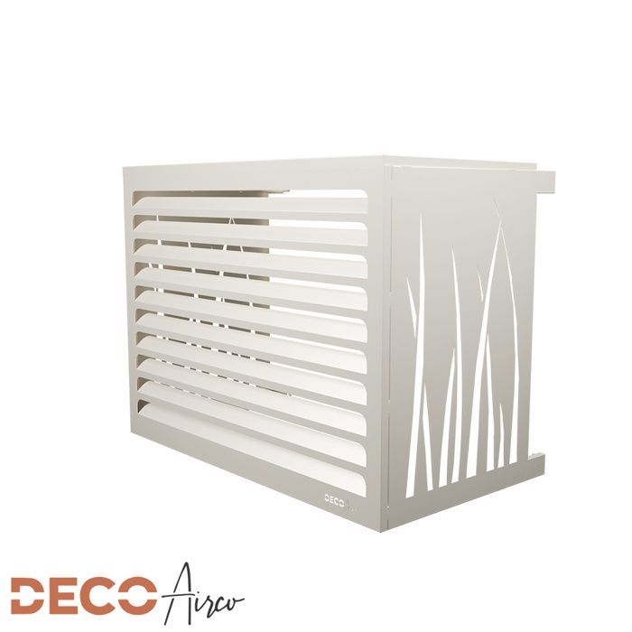 DECOAIRCO - Cubierta metálica para unidad exterior de aire acondicionado - Cubierta para aire acondicionado, bomba de calor, protección de unidad exterior - Talla S - Blanco crema