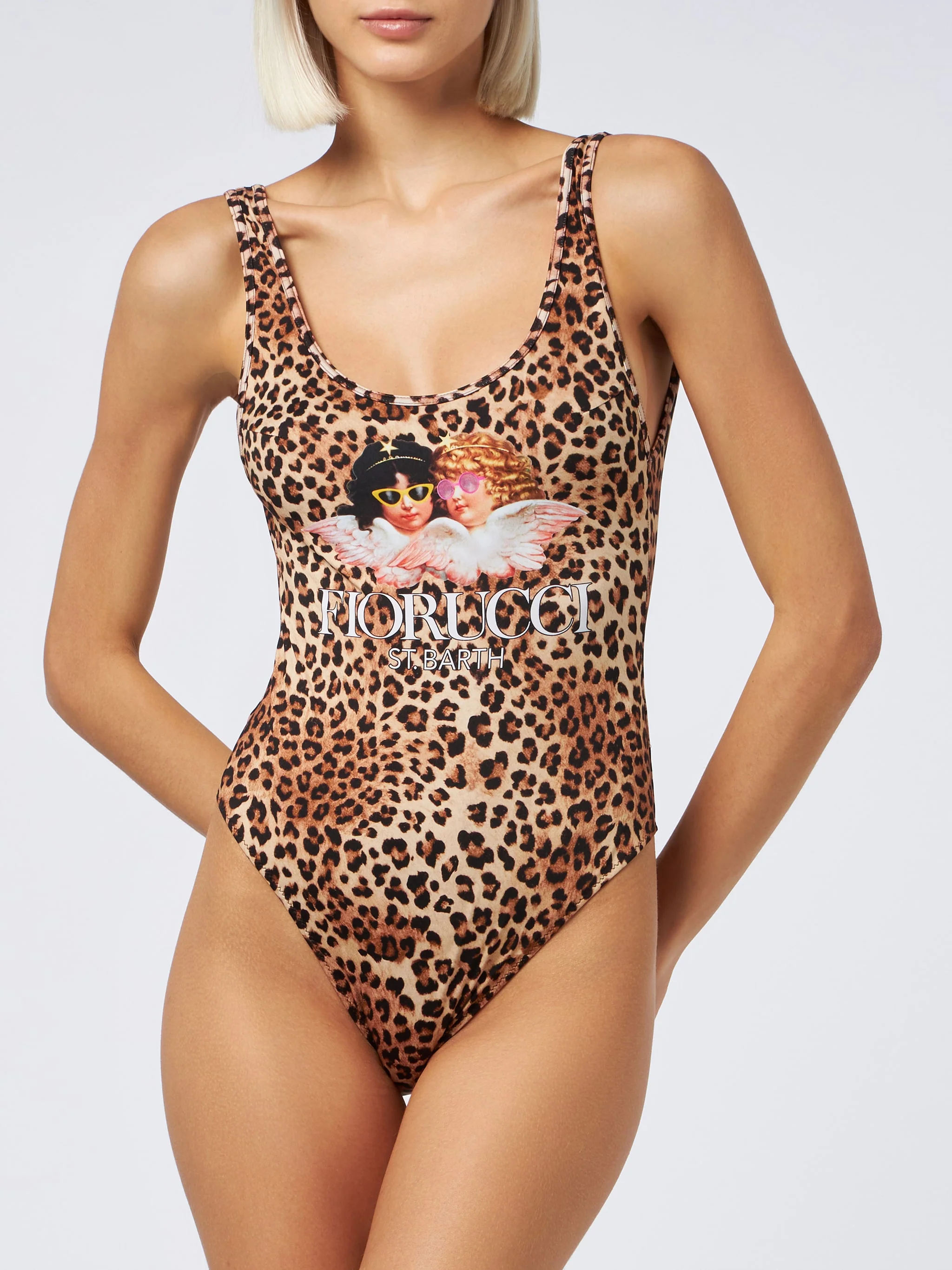 Althea damesbadpak met V-hals en print | FIORUCCI SPECIA