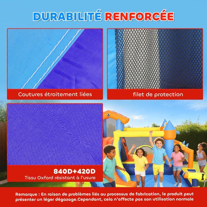 AIYAPLAY Inflatable Castle - 8 in 1 - slide, trampoline, pool and blower - Oxford fabric - 350 x 325 x 210 cm - multicoloured