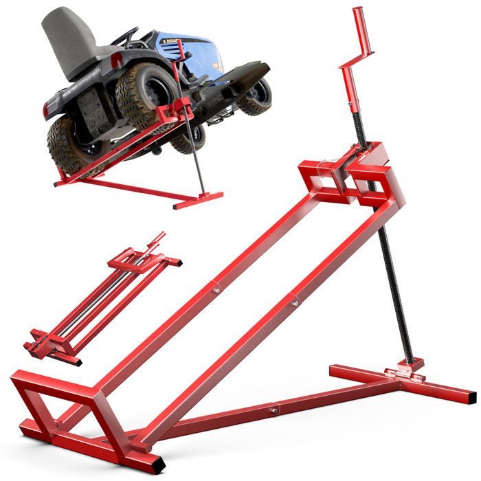 VOUNOT® Lawn Tractor Lift Jack 400 kg max - telescopic 78 to 98 cm long - height up to 60 cm - red