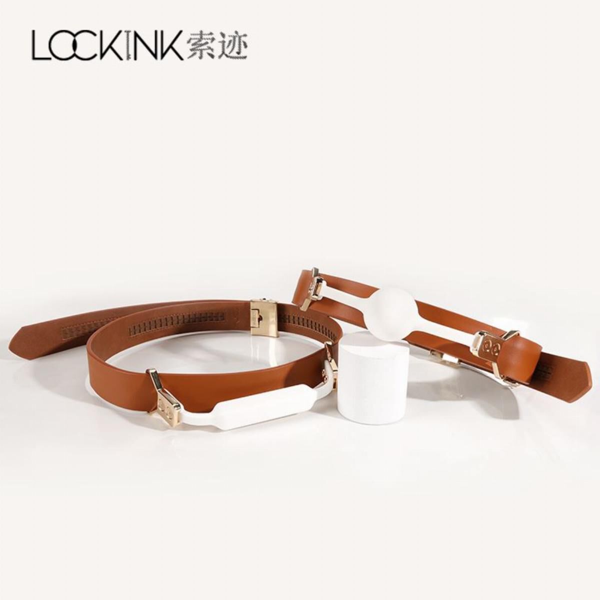 Lockink Ball-Gag & Gag-Bite Set Brown