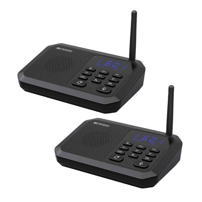Retekess TH201 Two-Way Wireless Intercom System, 1 Mile / 2 km Range, Over 1500 Channels, Suitable for Seniors