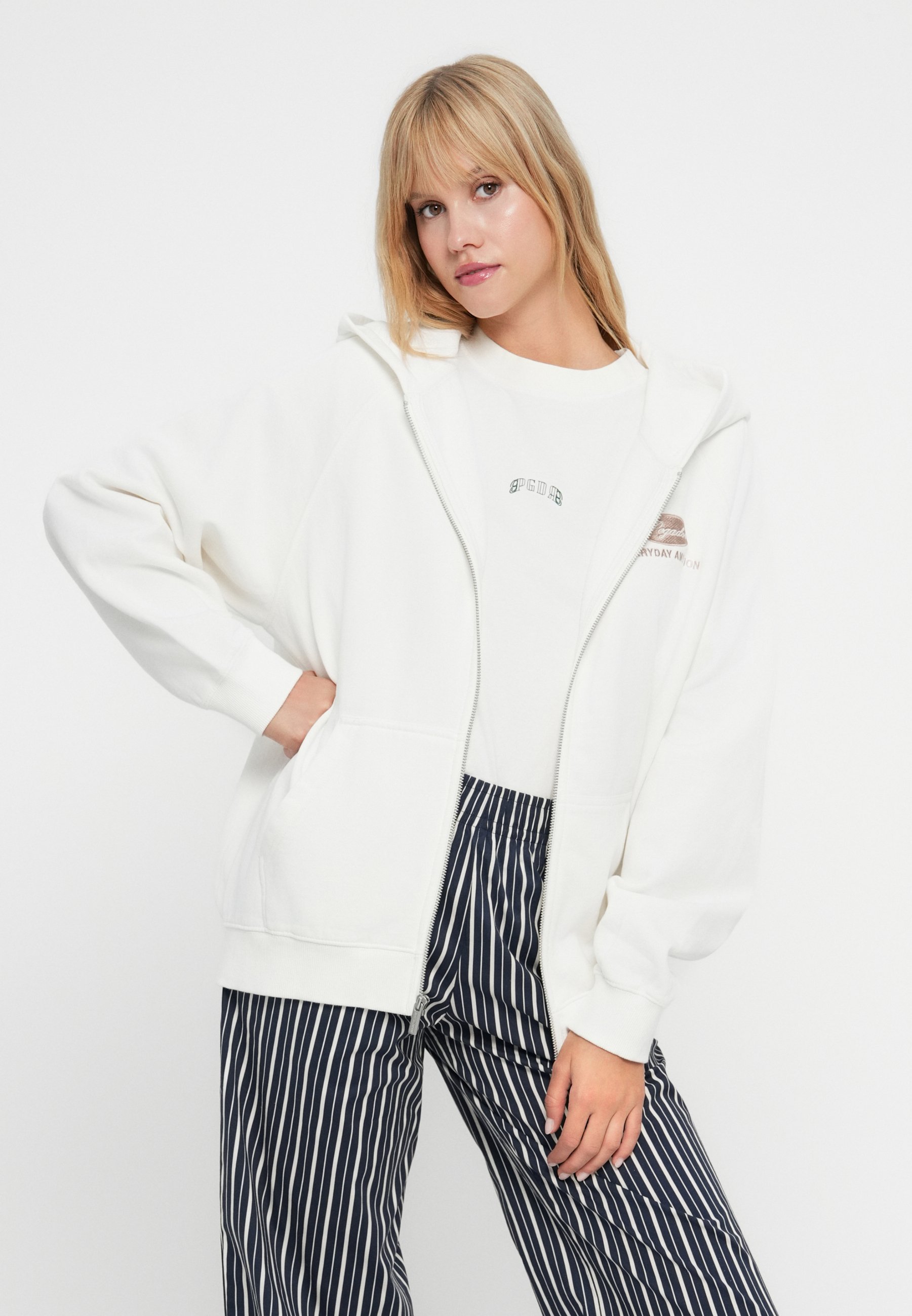 Pegador NELE OVERSIZED JACKET - Sweatshirt met rits - warm wit