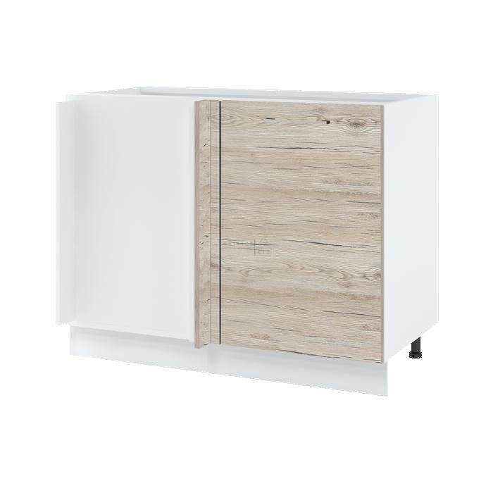 Bellissi Low Corner Cabinet in Whitewashed Walnut with 1 Door, W 105 cm - Cuisineandcie